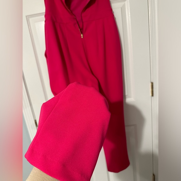 Express strapless sweetheart neckline jumpsuit magenta hot Barbie pink - Picture 7 of 8